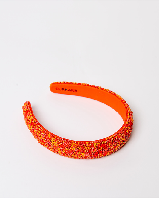 BEADED HEADBAND // Orange