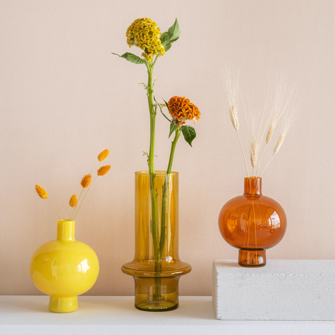 Vaso Amarelo Gema Vidro Reciclado