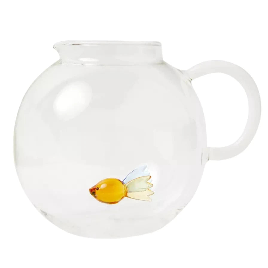 BLOWN GLASS PITCHER COLORED FISH