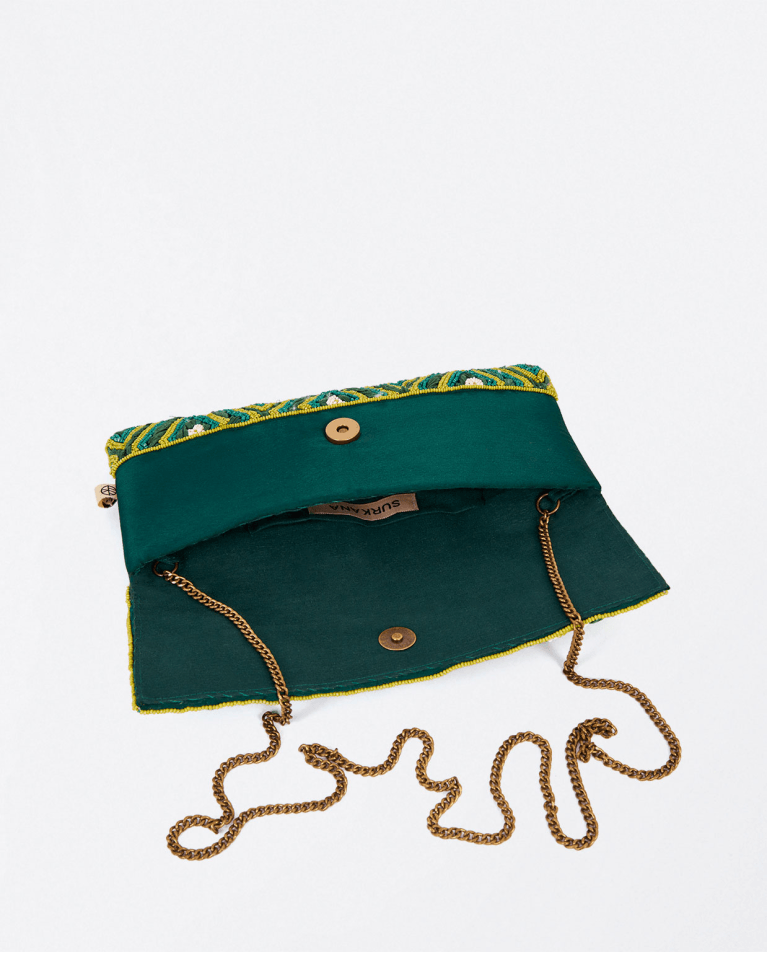 Hand-Embroidered Beaded Clutch - Loja Real