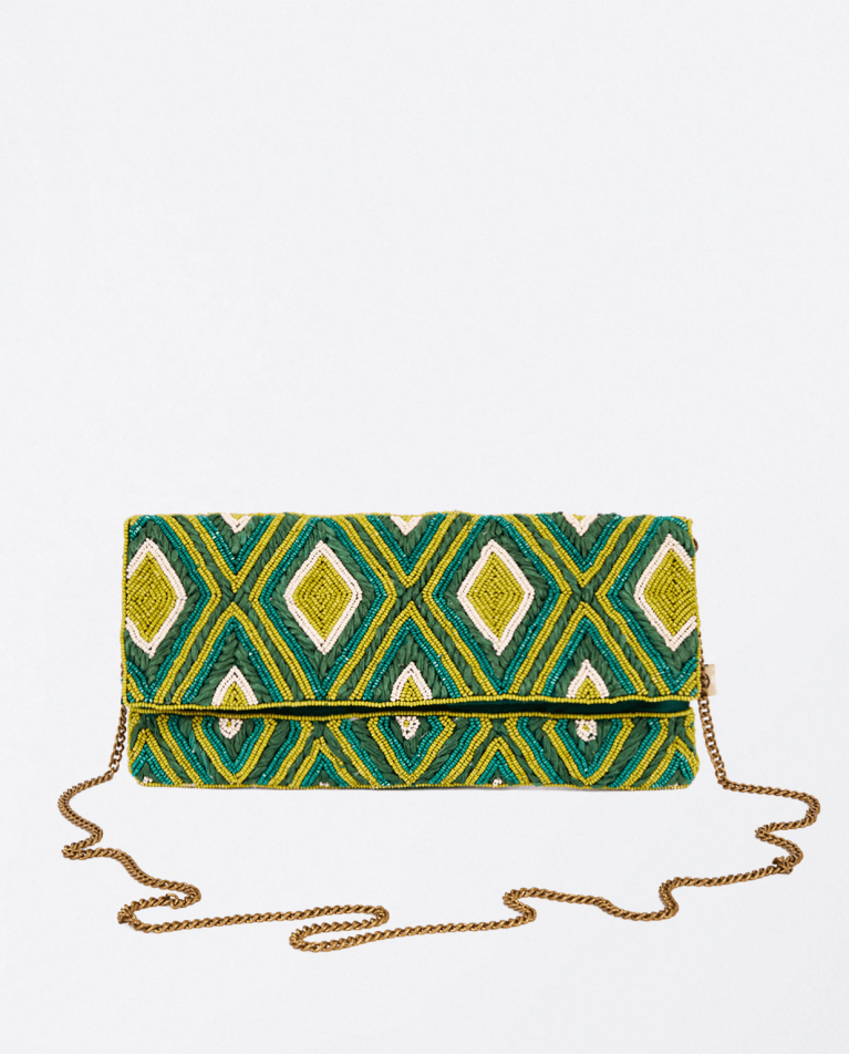 Hand-Embroidered Beaded Clutch - Loja Real