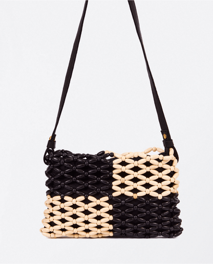 Beaded Black and White Bag - Loja Real