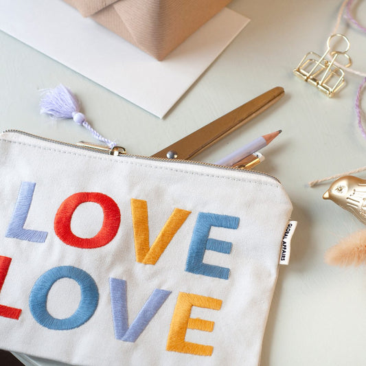 Embroidered Pouch Love