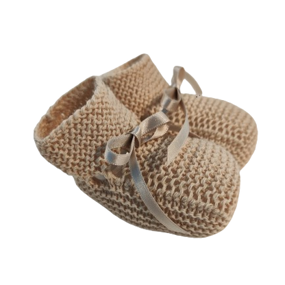 KNITTED BABY BOOTIES // Handmade in Cotton Bow Detail