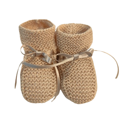 KNITTED BABY BOOTIES // Handmade in Cotton Bow Detail