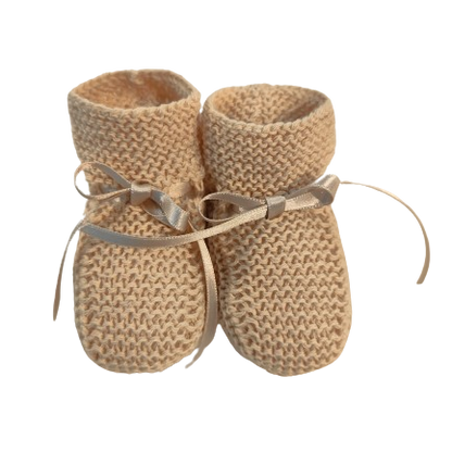 KNITTED BABY BOOTIES // Handmade in Cotton Bow Detail