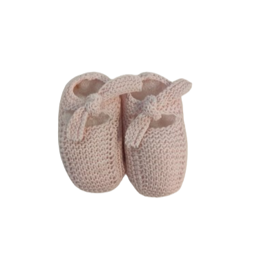 KNITTED BABY SHOES // Handmade in Cotton with Bow Detail