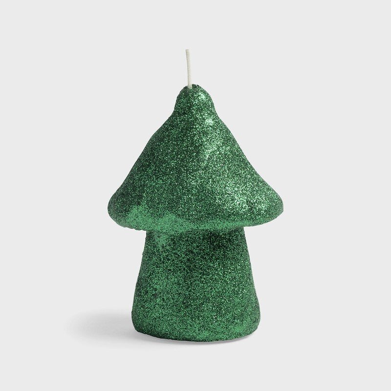 GLITTER CANDLE // Green Mushroom