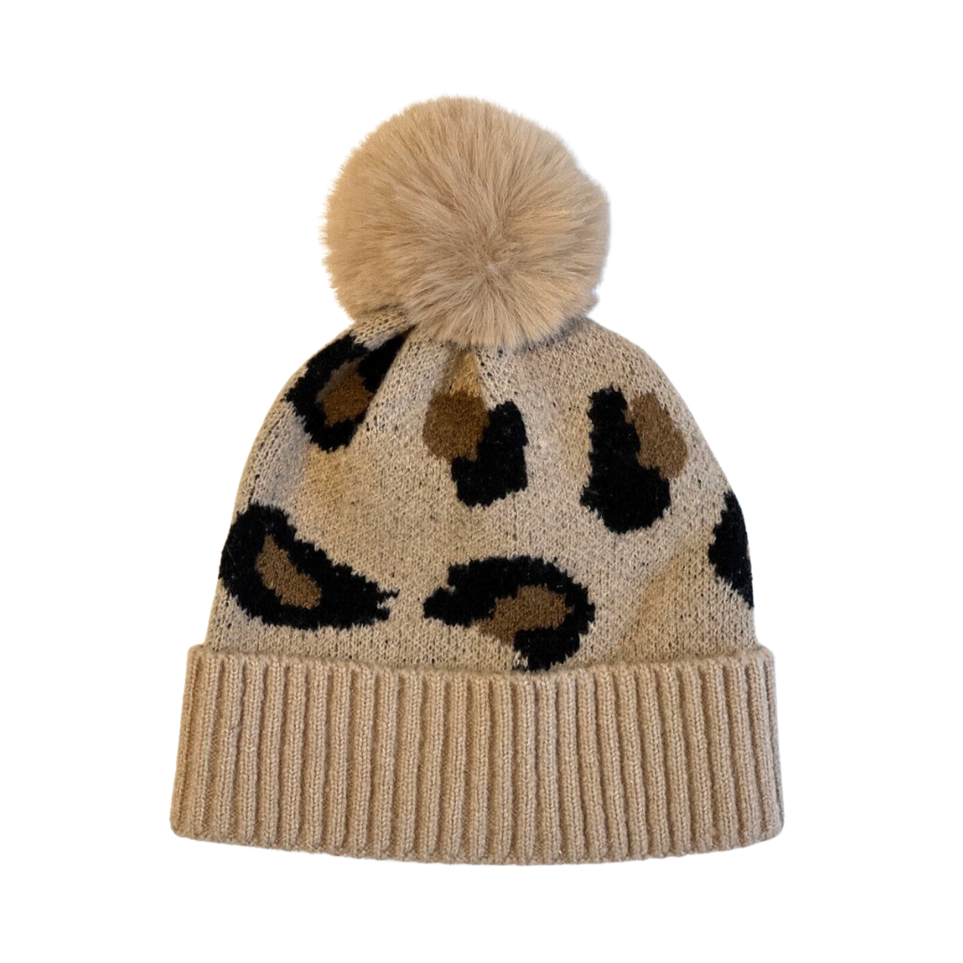 POM-POM BEANIE // Animal Print