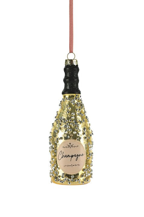 CHRISTMAS ORNAMENT // Champagne with glitter