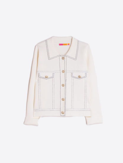 KNITWEAR CARDIGAN // Ecru Navy