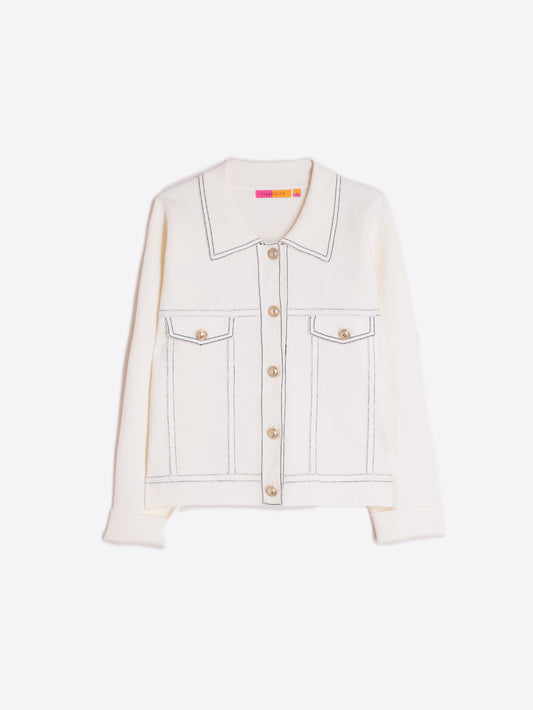 KNITWEAR CARDIGAN // Ecru Navy