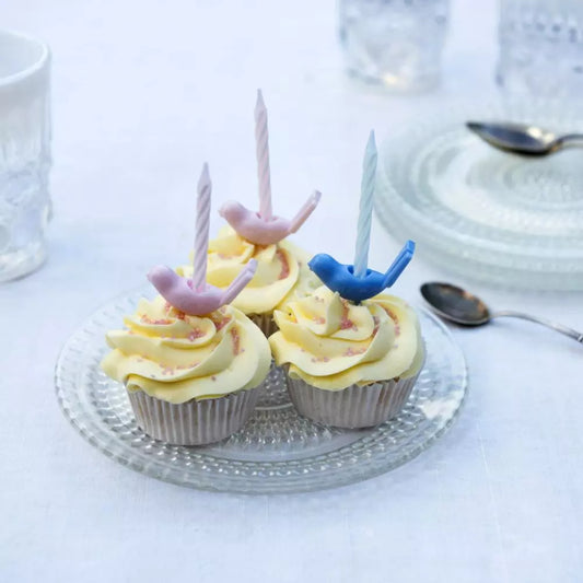 Cake candleholders (set of 6) - Pastel birds