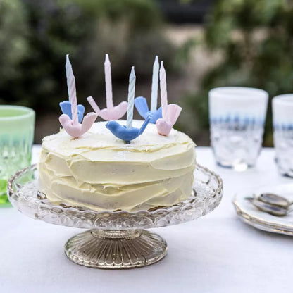 Cake candleholders (set of 6) - Pastel birds