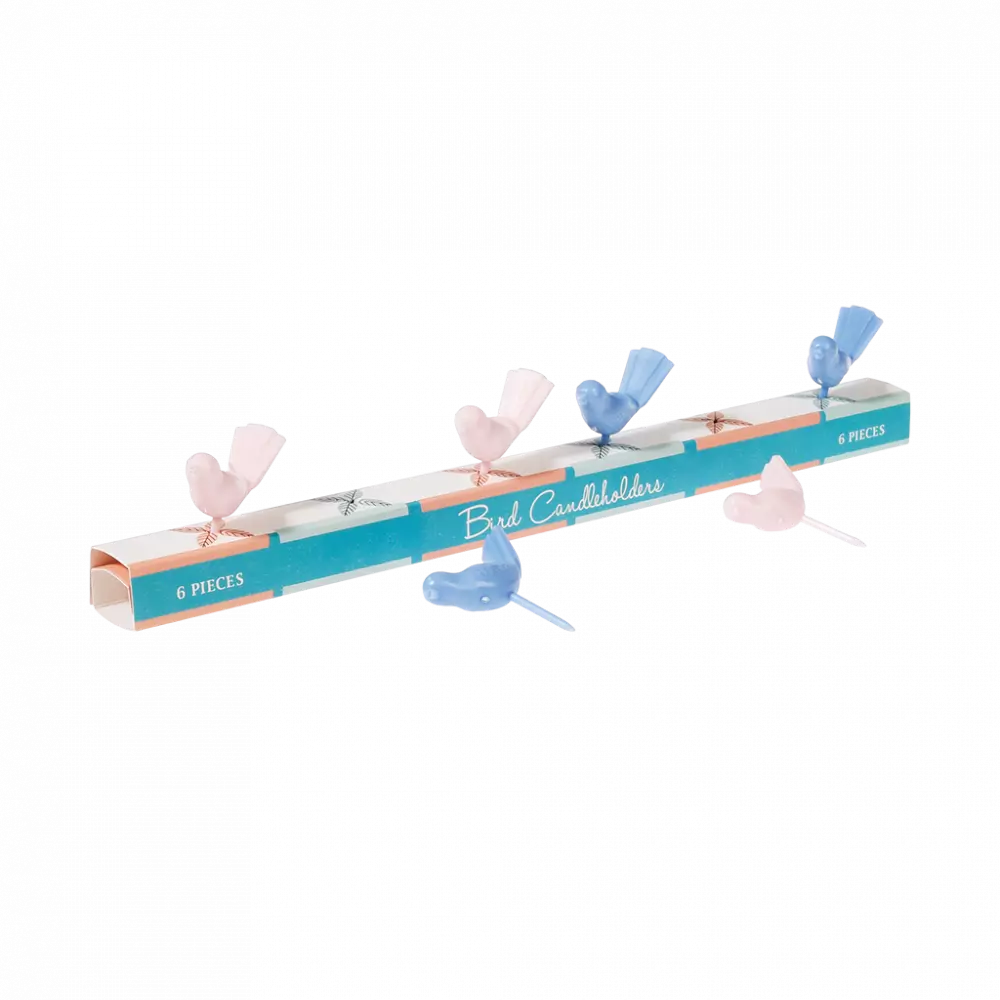 Cake candleholders (set of 6) - Pastel birds