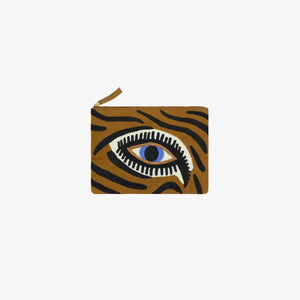 INOUI EDITIONS // Embroidered Pouch Tiger Eyes Caramel